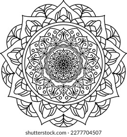 Mandala Coloring book Page design. Simple Mandala coloring design for beginners, seniors and children. Mehndi flower pattern for Henna drawing and tattoo. Decoration in ethnic orient