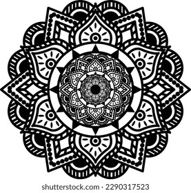 Mandala Coloring book Page design. Simple Mandala coloring design for beginners, seniors and children. Mehndi flower pattern for Henna drawing and tattoo. Decorative ornament in ethnic oriental style.
