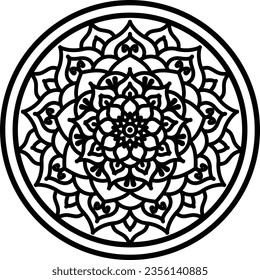 Mandala Coloring book page design. Simple coloring design for beginners, seniors and children. Mehndi flower pattern for Henna drawing and tattoo. Decoration in ethnic oriental, Indian 