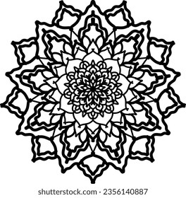 Mandala Coloring book page design. Simple coloring design for beginners, seniors and children. Mehndi flower pattern for Henna drawing and tattoo. Decoration in ethnic oriental, Indian 