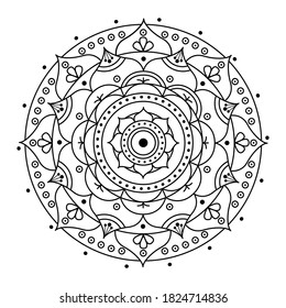 Mandala. Coloring book. Coloring page. Flower pattern. Antistress for adults. Vector illustration.