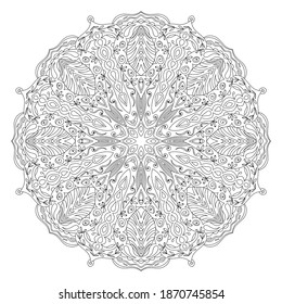 Mandala coloring book page for kids and adults. Zentangle style Design Pattern Element.
