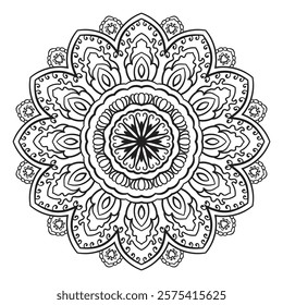 Mandala for Coloring Book Page. Oriental Mandala vector. Mandala Coloring book line art vector illustration. Vector abstract mandala pattern.