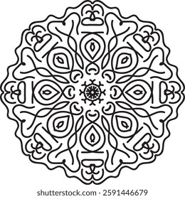 Mandala for Coloring Book Page. Oriental Mandala vector. Mandala Coloring book line art vector illustration. Vector abstract mandala pattern