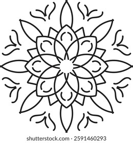 Mandala for Coloring Book Page. Oriental Mandala vector. Mandala Coloring book line art vector illustration. Vector abstract mandala pattern
