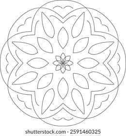 Mandala for Coloring Book Page. Oriental Mandala vector. Mandala Coloring book line art vector illustration. Vector abstract mandala pattern