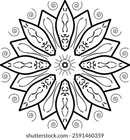 Mandala for Coloring Book Page. Oriental Mandala vector. Mandala Coloring book line art vector illustration. Vector abstract mandala pattern