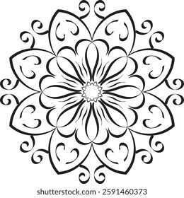 Mandala for Coloring Book Page. Oriental Mandala vector. Mandala Coloring book line art vector illustration. Vector abstract mandala pattern