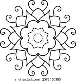 Mandala for Coloring Book Page. Oriental Mandala vector. Mandala Coloring book line art vector illustration. Vector abstract mandala pattern