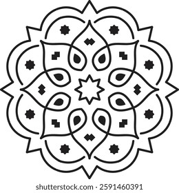 Mandala for Coloring Book Page. Oriental Mandala vector. Mandala Coloring book line art vector illustration. Vector abstract mandala pattern