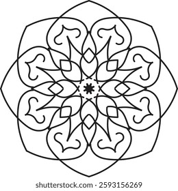 Mandala for Coloring Book Page. Oriental Mandala vector. Mandala Coloring book line art vector illustration. Vector abstract mandala pattern