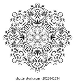 Mandala Coloring book page. Used for Wall art. Wallpaper design Tile pattern Paint shirt Greeting card Sticker Yoga design Lace pattern Background and tattoo. Vector ethnic oriental circle ornament.