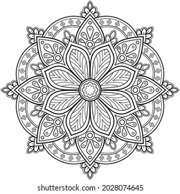 Mandala Coloring book page. Used for Wall art. Wallpaper design Tile pattern Paint shirt Greeting card Sticker Yoga design Lace pattern Background and tattoo. Vector ethnic oriental circle ornament.