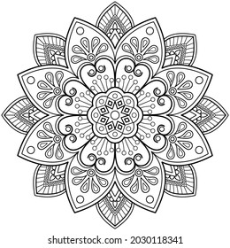 Mandala Coloring book page. Used for Wall art. Wallpaper design Tile pattern Paint shirt Greeting card Sticker Yoga design Lace pattern Background and tattoo. Vector ethnic oriental circle ornament.