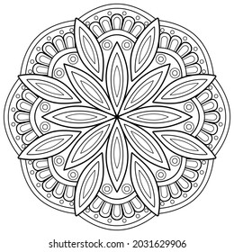 Mandala Coloring book page. Used for Wall art. Wallpaper design Tile pattern Paint shirt Greeting card Sticker Yoga design Lace pattern Background and tattoo. Vector ethnic oriental circle ornament.