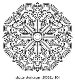 Mandala Coloring book page. Used for Wall art. Wallpaper design Tile pattern Paint shirt Greeting card Sticker Yoga design Lace pattern Background and tattoo. Vector ethnic oriental circle ornament.