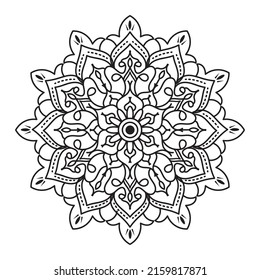 Libro de Coloreo de Mandala y página de Coloreo. Ornamento del círculo étnico oriental vectorial. Diseño de papel tapiz, patrón de azulejos, camisa, tarjeta de saludo, pegatina, patrón de encaje. decoración de diseño interior.