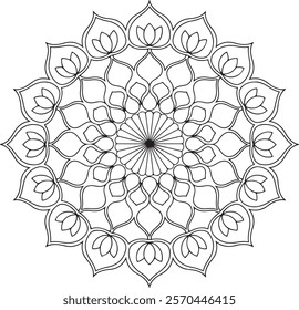 Mandala of Coloring Book Page, vector file, Oriental Mandala, wall art, simple mandala art, Design for a wallpaper Paint shirt and tile Sticker