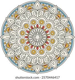 Mandala of Coloring Book Page, vector file, Oriental Mandala, wall art, simple mandala art, Design for a wallpaper Paint shirt and tile Sticker