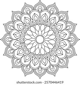 Mandala of Coloring Book Page, vector file, Oriental Mandala, wall art, simple mandala art, Design for a wallpaper Paint shirt and tile Sticker