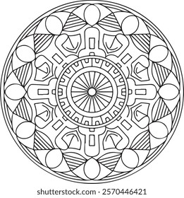 Mandala of Coloring Book Page, vector file, Oriental Mandala, wall art, simple mandala art, Design for a wallpaper Paint shirt and tile Sticker