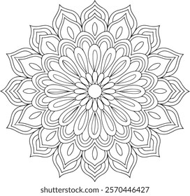 Mandala of Coloring Book Page, vector file, Oriental Mandala, wall art, simple mandala art, Design for a wallpaper Paint shirt and tile Sticker