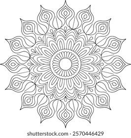 Mandala of Coloring Book Page, vector file, Oriental Mandala, wall art, simple mandala art, Design for a wallpaper Paint shirt and tile Sticker