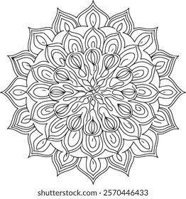 Mandala of Coloring Book Page, vector file, Oriental Mandala, wall art, simple mandala art, Design for a wallpaper Paint shirt and tile Sticker