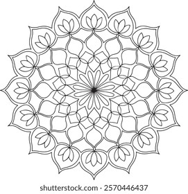 Mandala of Coloring Book Page, vector file, Oriental Mandala, wall art, simple mandala art, Design for a wallpaper Paint shirt and tile Sticker