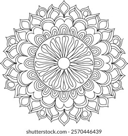 Mandala of Coloring Book Page, vector file, Oriental Mandala, wall art, simple mandala art, Design for a wallpaper Paint shirt and tile Sticker