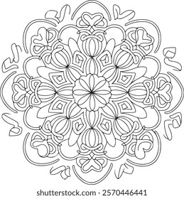 Mandala of Coloring Book Page, vector file, Oriental Mandala, wall art, simple mandala art, Design for a wallpaper Paint shirt and tile Sticker