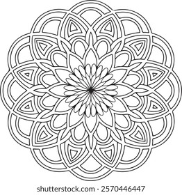 Mandala of Coloring Book Page, vector file, Oriental Mandala, wall art, simple mandala art, Design for a wallpaper Paint shirt and tile Sticker