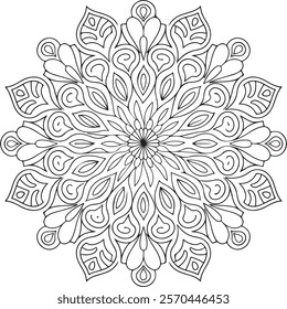 Mandala of Coloring Book Page, vector file, Oriental Mandala, wall art, simple mandala art, Design for a wallpaper Paint shirt and tile Sticker