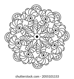 Mandala. Coloring book pages. Ethnic lace round ornamental pattern. Hand drawn vector illustration line style.