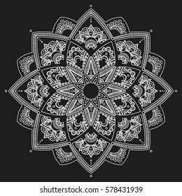 Mandala. Coloring book pages. Indian antistress medallion. Abstract islamic flower, arabic henna design, yoga symbol. Vector illustration.