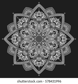 Mandala. Coloring book pages. Indian antistress medallion. Abstract islamic flower, arabic henna design, yoga symbol. Vector illustration.