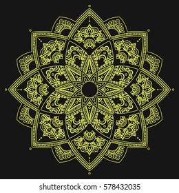 Mandala. Coloring book pages. Indian antistress medallion. Abstract islamic flower, arabic henna design, yoga symbol. Vector illustration.