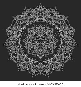 Mandala. Coloring Book Pages. Indian Antistress Medallion. Abstract Islamic Flower, Arabic Henna Design, Yoga Symbol. Vector Illustration.