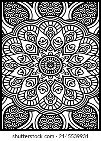 Mandala Coloring book pages.Decorative mandala with classic floral elements on white background.line art for coloring book for adult