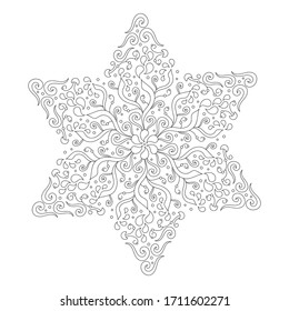 Mandala for coloring book. Paisley and plant ornaments. Form with Ethnic , Folk tribal elements. Anti-stress therapy art. Vector