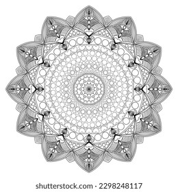 Mandala for coloring book, round ornament, irregular floral shape decoration, oriental vector, stress therapy pattern, weave yoga vector logo design element. adult mandala for coloring