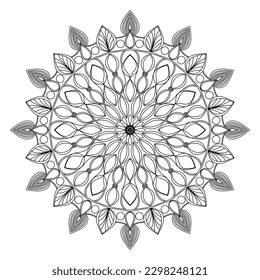 Mandala for coloring book, round ornament, irregular floral shape decoration, oriental vector, stress therapy pattern, weave yoga vector logo design element. adult mandala for coloring