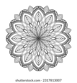 Mandala for coloring book, round ornament, irregular floral shape decoration, oriental vector, stress therapy pattern, weave yoga vector logo design element. adult mandala for coloring
