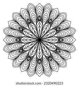Mandala for coloring book, round ornament, irregular floral shape decoration, oriental vector, stress therapy pattern, weave yoga vector logo design element. adult mandala for coloring