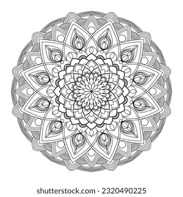 Mandala for coloring book, round ornament, irregular floral shape decoration, oriental vector, stress therapy pattern, weave yoga vector logo design element. adult mandala for coloring