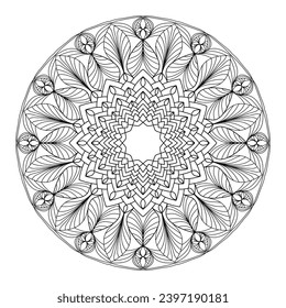 Mandala for coloring book, round ornament, irregular floral shape decoration, oriental vector, stress therapy pattern, weave yoga vector logo design element. adult mandala for coloring