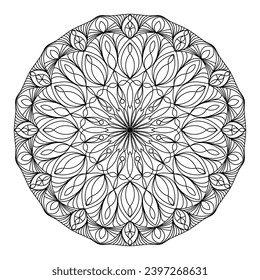 Mandala for coloring book, round ornament, irregular floral shape decoration, oriental vector, stress therapy pattern, weave yoga vector logo design element. adult mandala for coloring