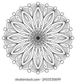 Mandala for coloring book, round ornament, irregular floral shape decoration, oriental vector, stress therapy pattern, weave yoga vector logo design element. adult mandala for coloring