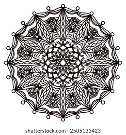 Mandala for coloring book, round ornament, irregular floral shape decoration, oriental vector, stress therapy pattern, weave yoga vector logo design element. adult mandala for coloring