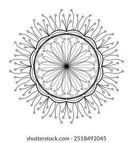 Mandala para livro de coloração, ornamento redondo, decoração de forma floral irregular, vetor oriental, padrão de terapia de estresse, tecer elemento de design de logotipo de vetor de ioga.